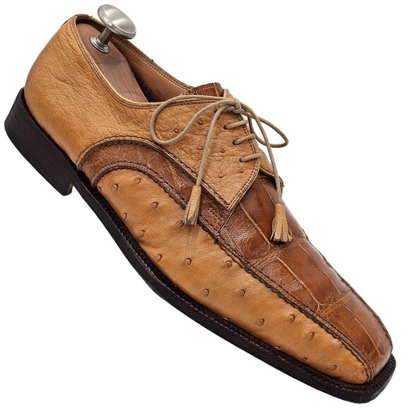 David Eden Other - Vintage David Eden Exotic Ostrich Alligator Derby Italy Men 12 Full Quill Dress